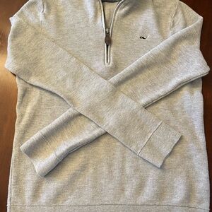 Vineyard Vines Light Gray 1/4 Zip Sweater - Youth Large